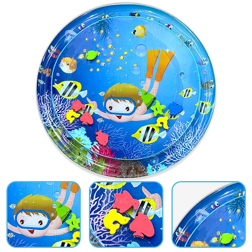 1pc 82cm Round Baby Playing Water Mat Diving Boy Pattern PVC Large Inflatable Play Mat Cushion Kids Gift