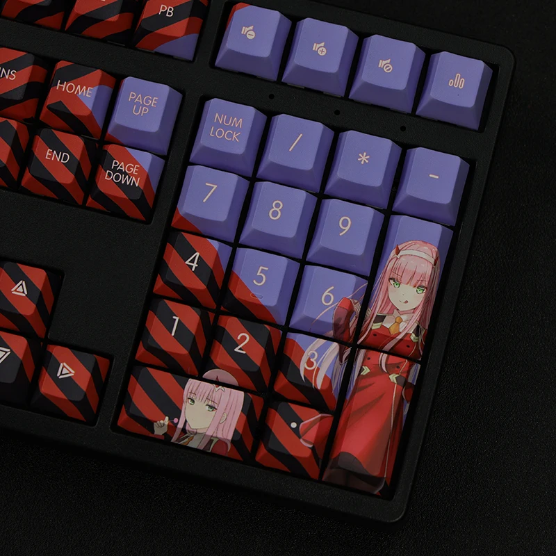 DARLING in the FRANXX 02 PBT keycap black red two-dimensional house man wife girl 108 keys Anime Lifan personality DIY