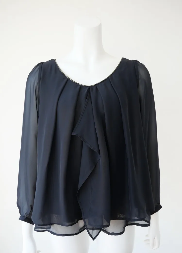 

Ele lectual Amoment Snowflake Blouse 2-Way Collar 2-Color Ladylike Commute Sle 00% Other Material