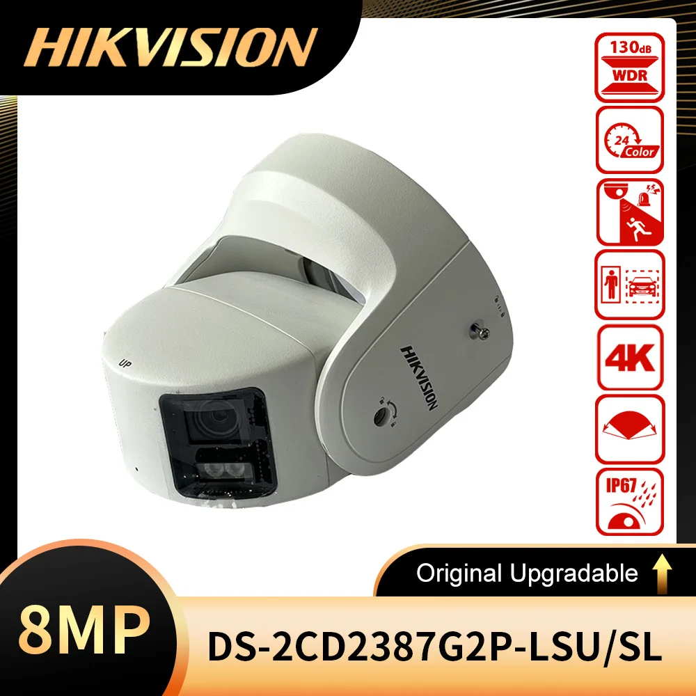 Original Hikvision DS-2CD2387G2P-LSU/SL 4K 8MP POE ColorVu AcuSense Panoramic Strobe Light And Audio Alarm Turret Network Camera