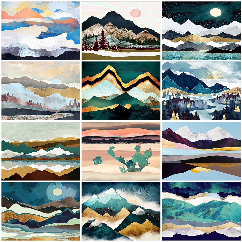 

5D Diamond Painting Landscape Cross Stitch Kit Full Drill Embroidery Scenery Mountain Mosaic Art Picture Rhinestone Home Decor