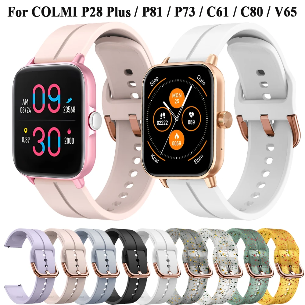 20mm Soft Silicone Strap for COLMI P81 C80 C61 Smartwatch Replacment Bracelet Sport Watchband Correa for COLMI P73 P28 Plus Band