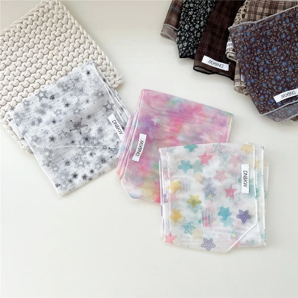 Gauze Narrow Long Scarf Neck Ornament Wraps Lightweight Breathable Scarves Bandanas Headband DIY Hair Bands Ribbon for Women
