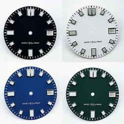 Esfera de reloj luminosa verde de 28,5mm para movimiento NH35/4R35, accesorio de reloj mecánico, esfera de reloj verde/azul/blanco/negro