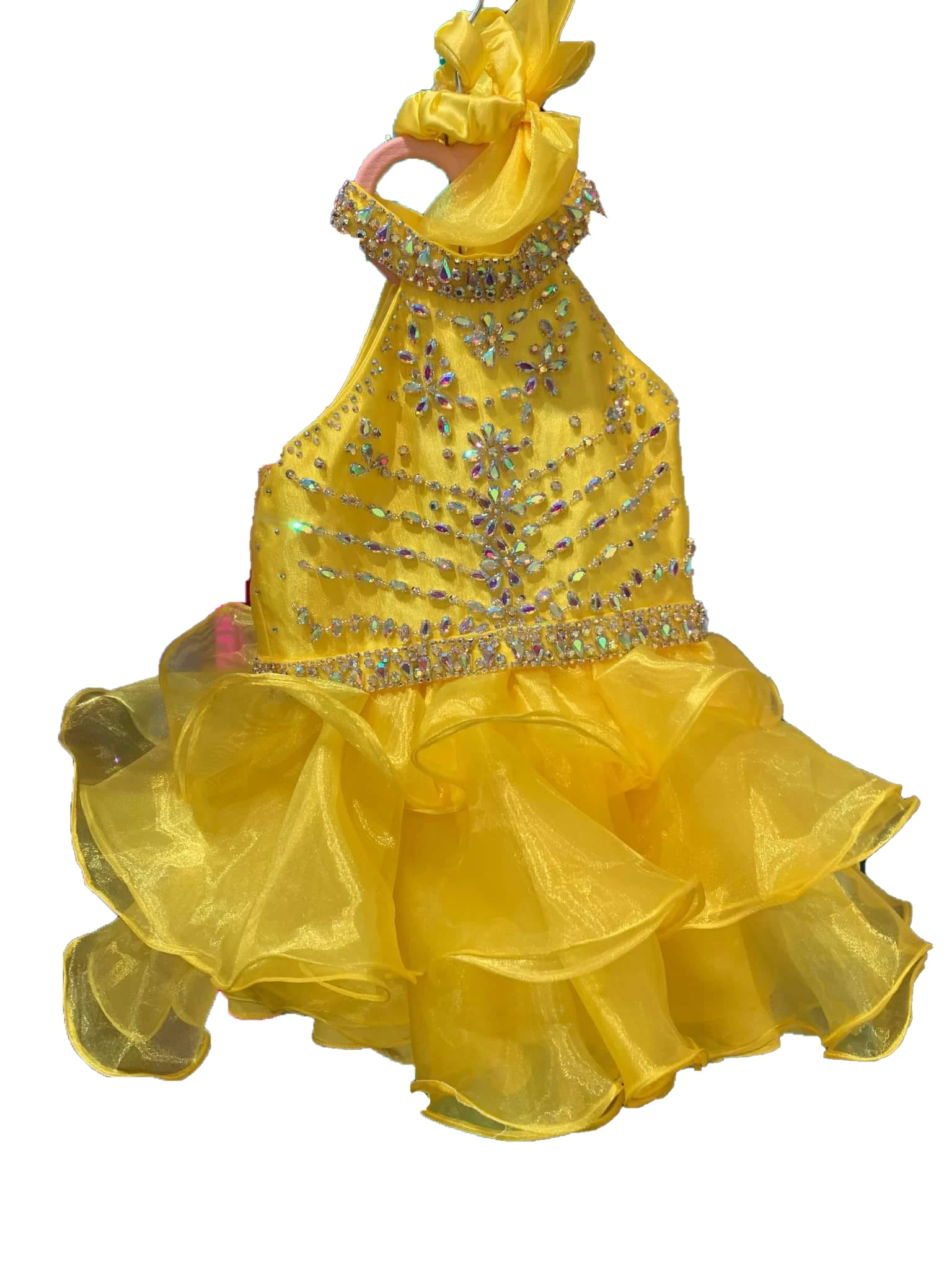 

Girl Cupcake Pageant Dress for Little Miss Layer Glitz Baby Kid Birthday Party Tutu Gown Infant Toddler Crystal Yellow Pink Blue