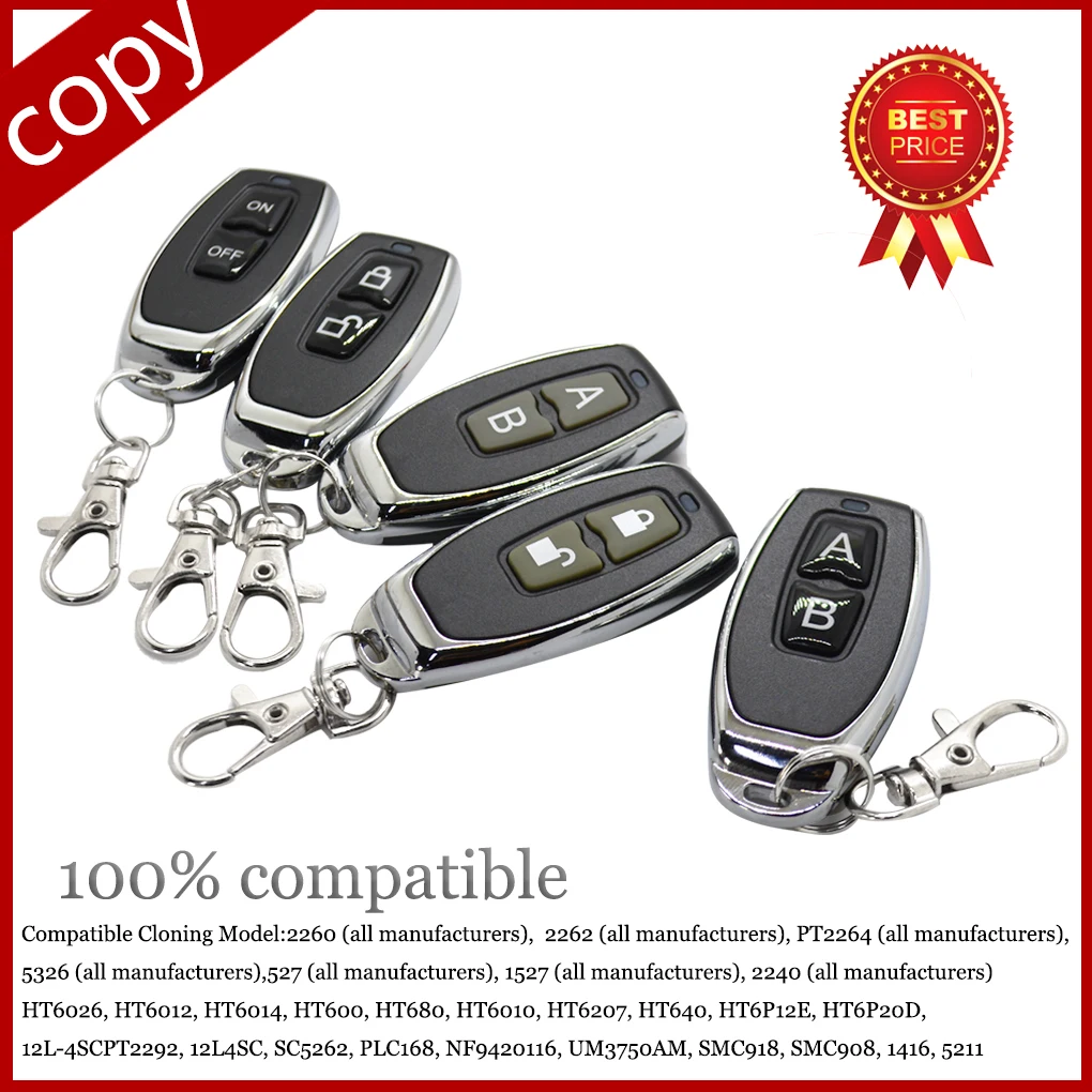 

2-channel 433.92Mhz fixed learning code, suitable for guardrails and door push rods, garage doors