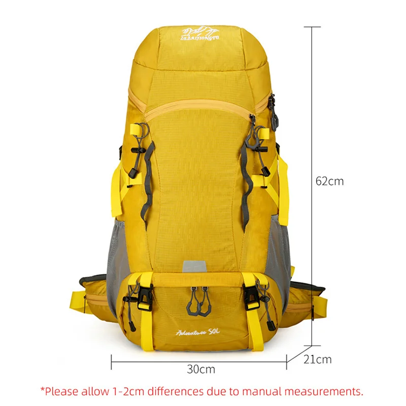 50L Waterproof Camping Backpack Large Trekking Mountaineering Hiking Shoulder Bag with Rain Cover Men Outdoor Travel Sports Bag