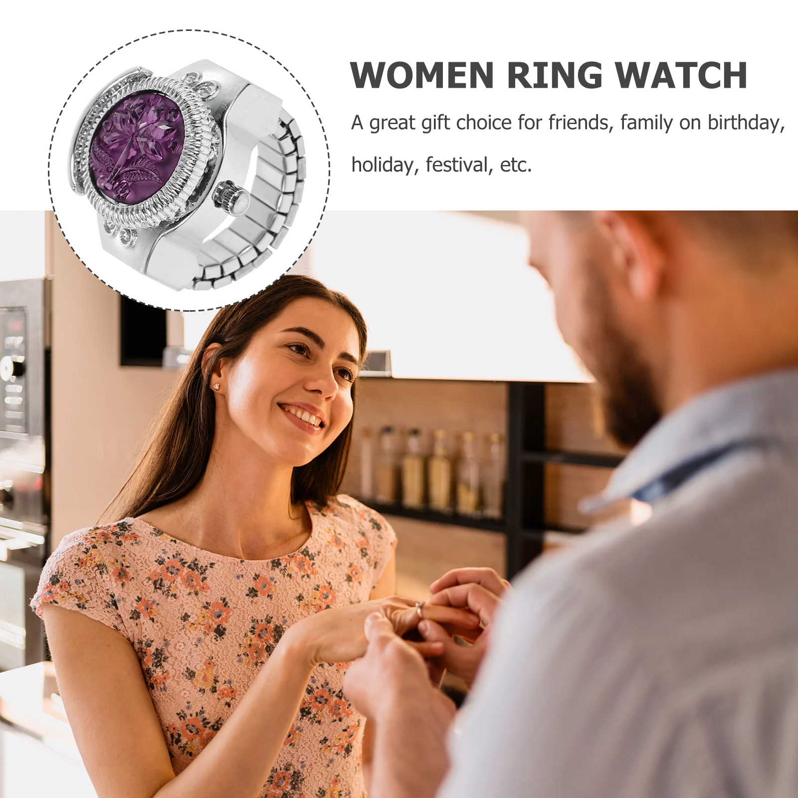 1 قطعة ساعة كوارتز على شكل حلقة رائعة سبائك الزنك سيدة الساعات موضة حلقة ساعة ساعة الزخرفية المحمولة هدية فريدة