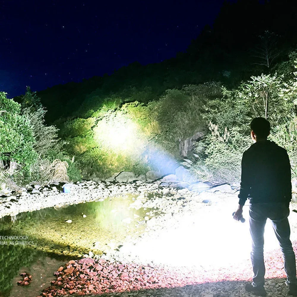 High Lumen P99 LED Flashlight USB C Rechargeable Torch Zoomable 3Mode Outdoor Portable Camping Light Emergency Power Bank Lamp