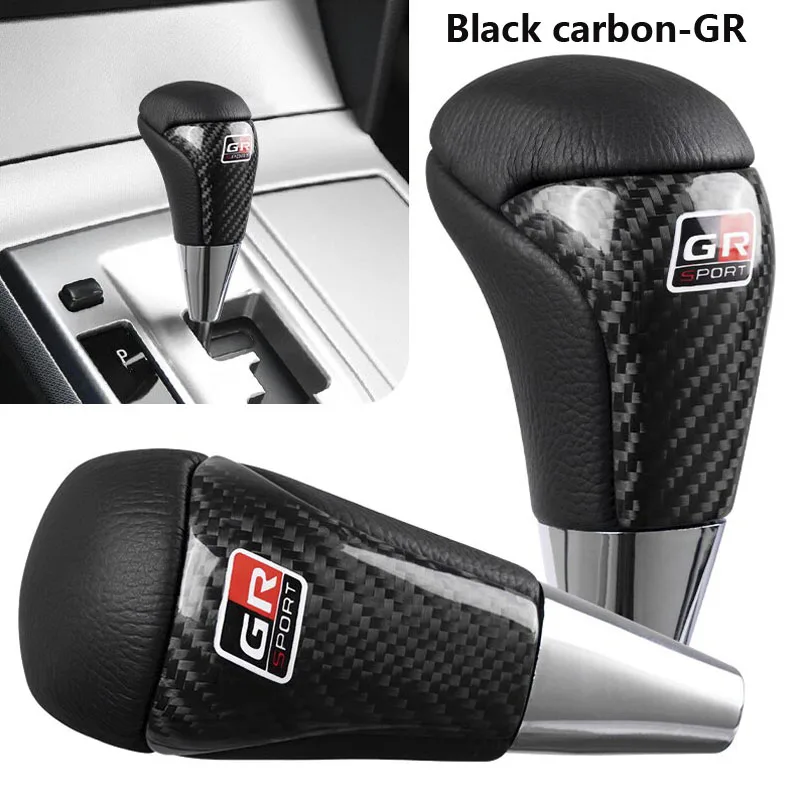 Newest carbon fiber shift knob manual gear with 3 adapter leahter car gear shift knob cool shifter lever auto replacement parts