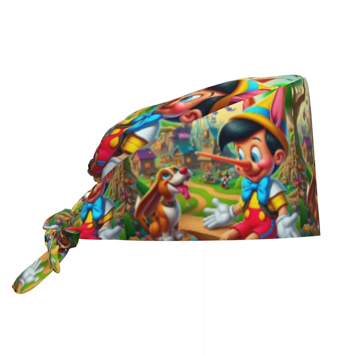 

Custom Cute Pinocchio Puppy Cleaning Working Cap Cool Unisex Animation Scrub Cap Surgicals Hat Nurse Scrubs Hat For Dentist