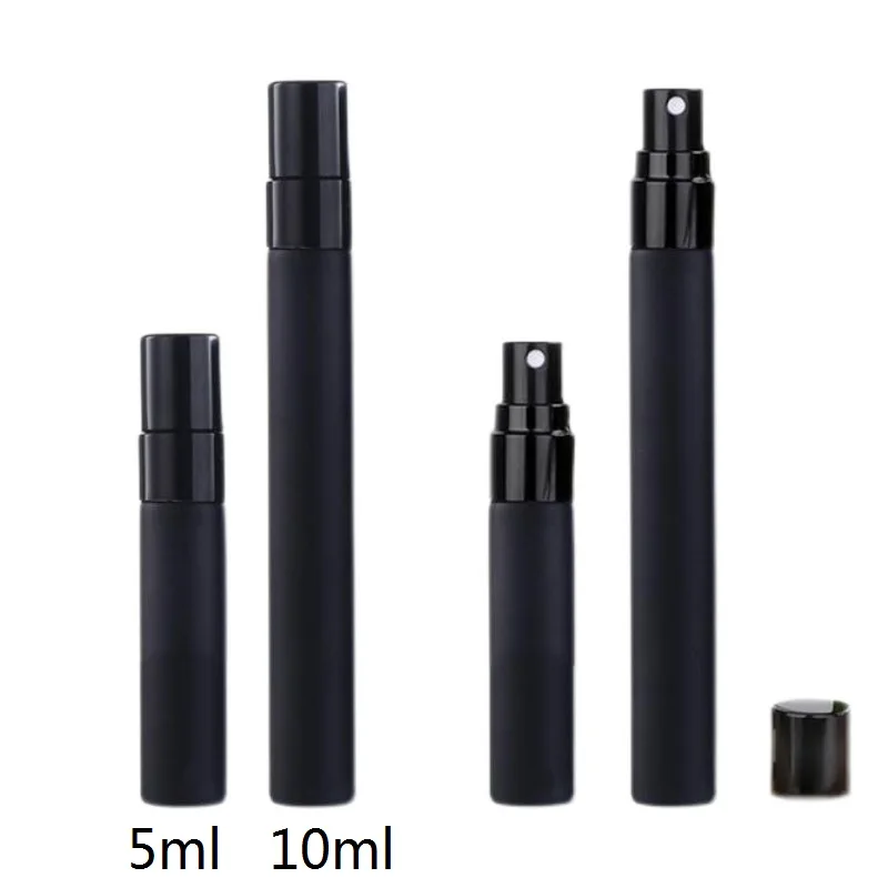 5pcs/10pcs 2ML 3ML 5ML 10ML Small Pocket Matte Black Color Atomizer Glass Perfume Mist Sprayer Glass Perfume Bottles