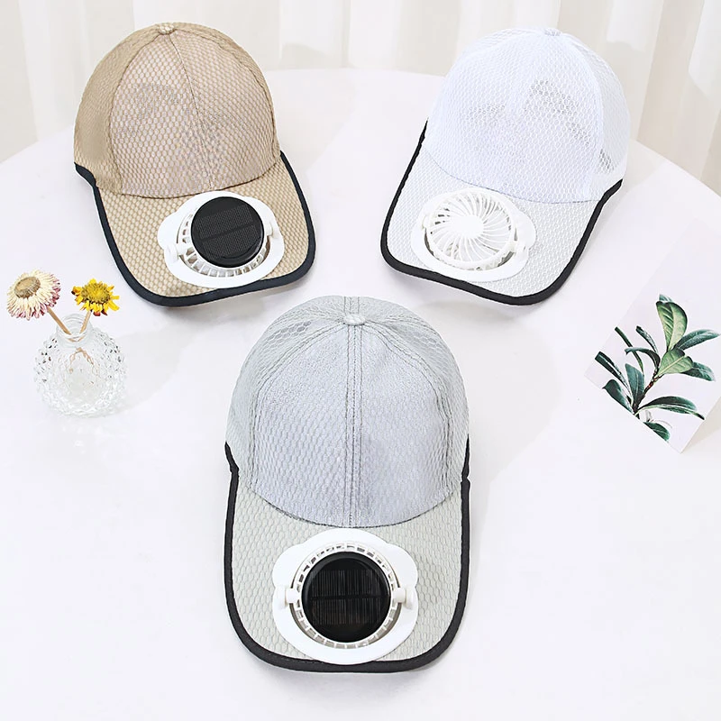 Summer solar charging with fan hat for men and women, breathable mesh sun protection, outdoor sunshade, duckbill cap