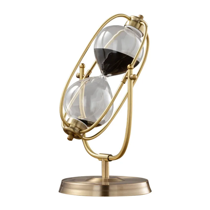 

Creative black sand hourglass timer 60 minutes light luxury ornament European office desktop home decoration