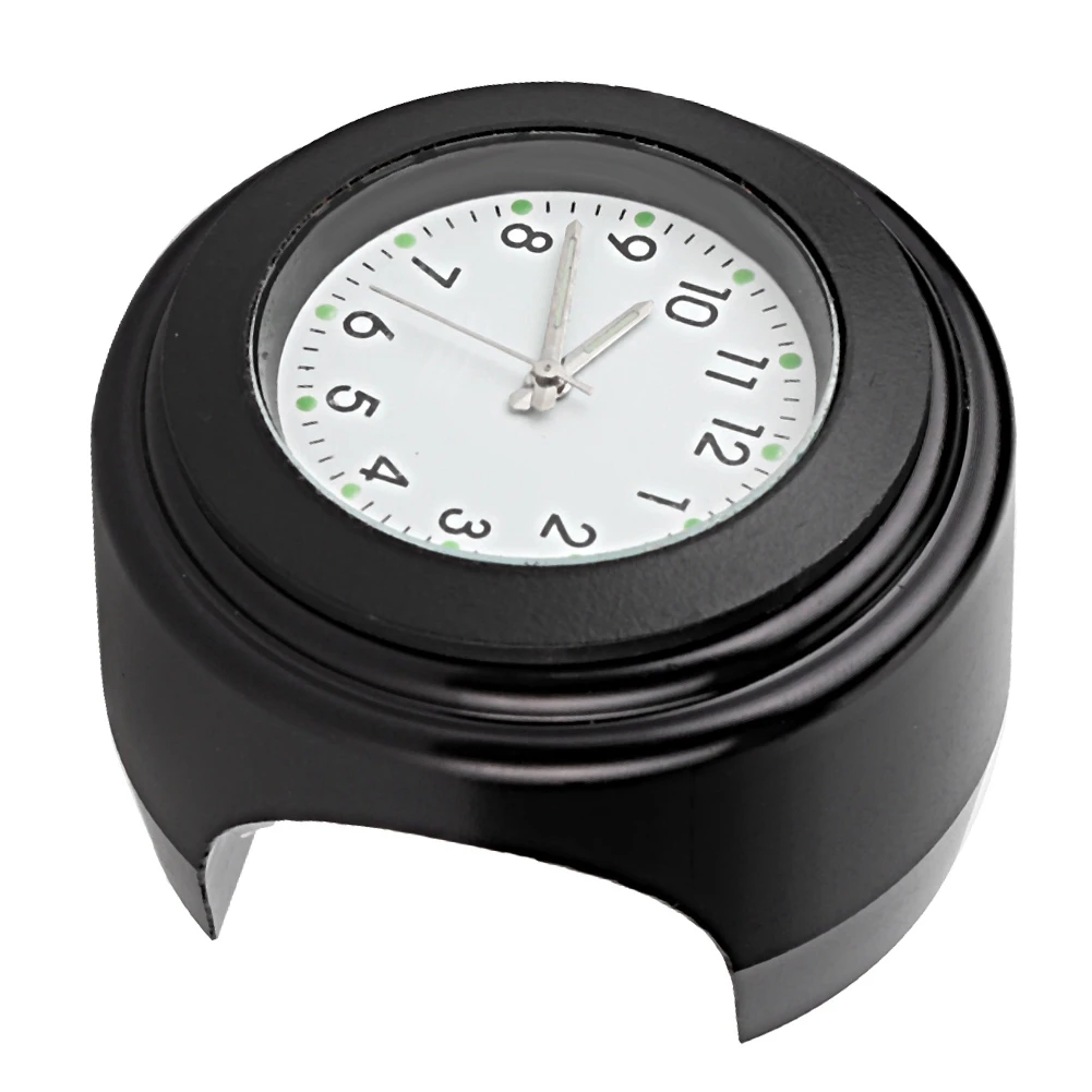 Motorcycle Modification Handlebar Mount Waterproof Quartz Clock Watch Black Surface White Dial