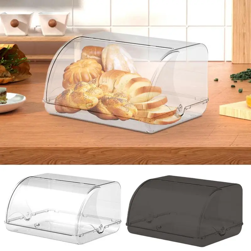 Bread Bin Food Organizer With Lid Cosmetic Display Case Desktop Storage Box For Homemade Bread Bakery Loaf