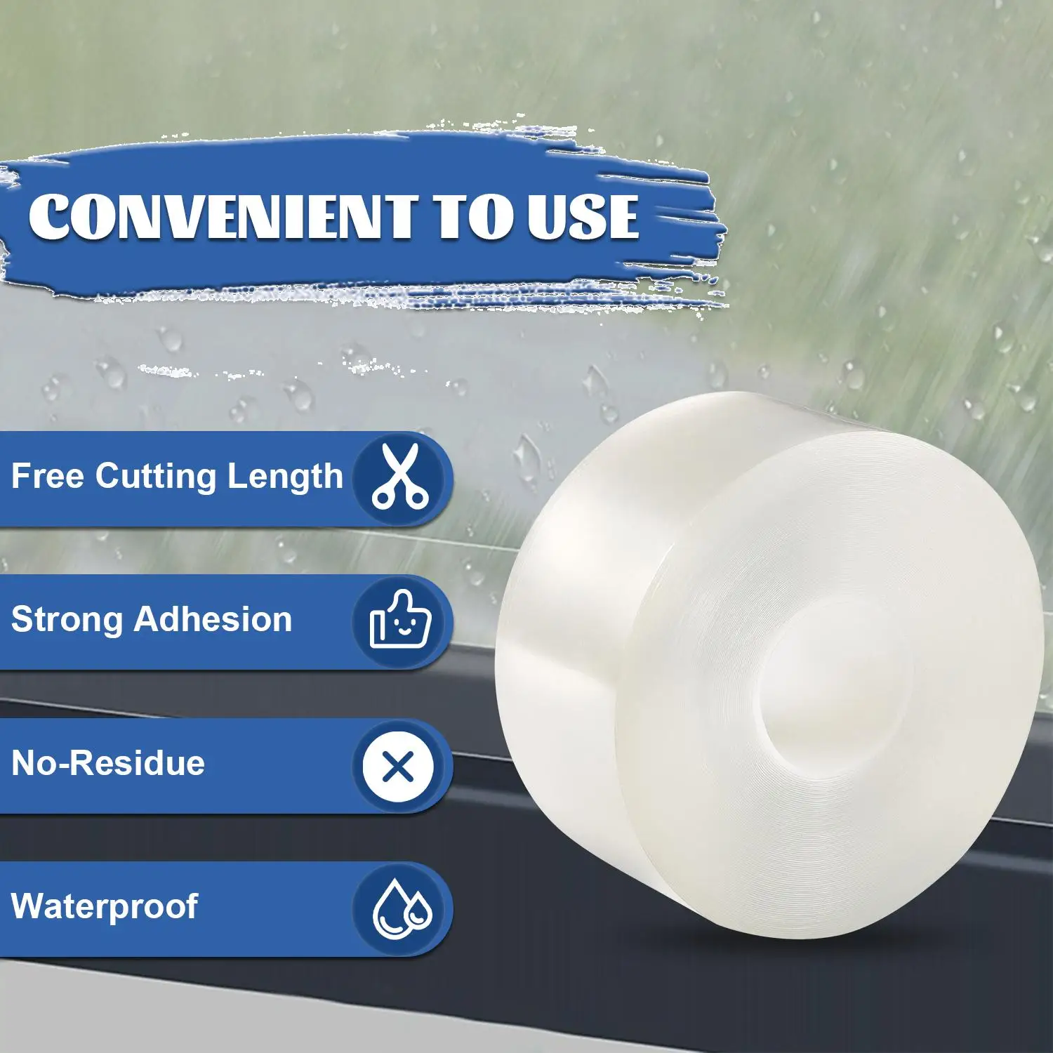 Cinta aislante para ventanas resistente a la intemperie, 2 pulgadas x 33 pies, cinta de sellado de invierno transparente sin residuos, resistente al viento, hermética para puertas y ventanas