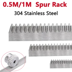 1pc 0.5M 1M 304 Stainless Steel Rack 0.5 1 Module Straight Teeth Drive Rack Length 200/300/500mm 5x5 5x8 5x10-15x15 Spur Rack