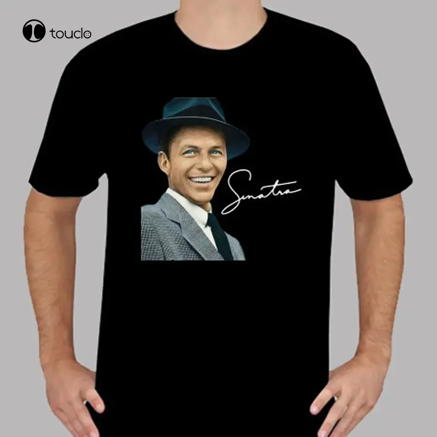 New Frank Sinatra Classic Logo Men'S Black T-Shirt Custom Aldult Teen Unisex Digital Printing Fashion Funny New