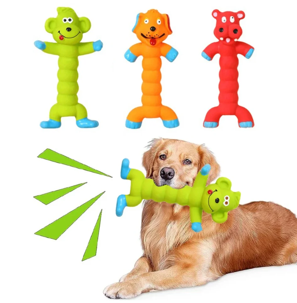 

Dog Chew Toy Monkey Hippo Shaped Rubber Pet Squeaky Toys For Small Medium Large Dogs Resistant Bite Grinding Teeth Dog Sound Toy