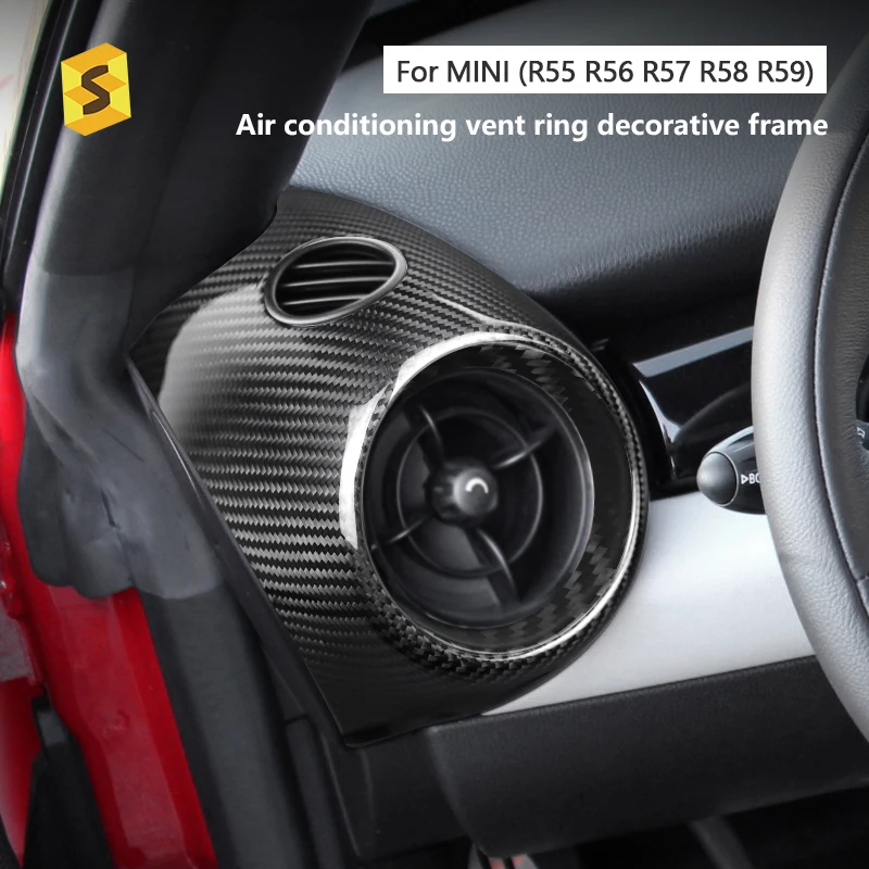 Shasha Carbon Fiber Air conditioning vent ring decorative frame Interior Accessories Decoration Cover For MINI R55 R56 R57 R58