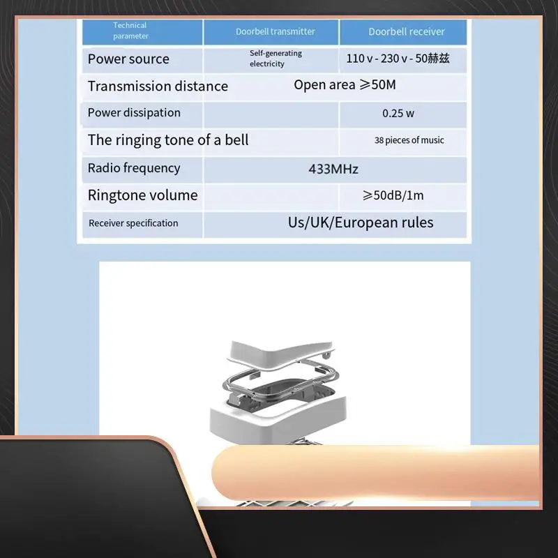 

Беспроводной дверной звонок с автономным питанием, без батареи, водонепроницаемый дверной звонок, кольцо с звонком для пожилых людей, домашний дверной звонок безопасности