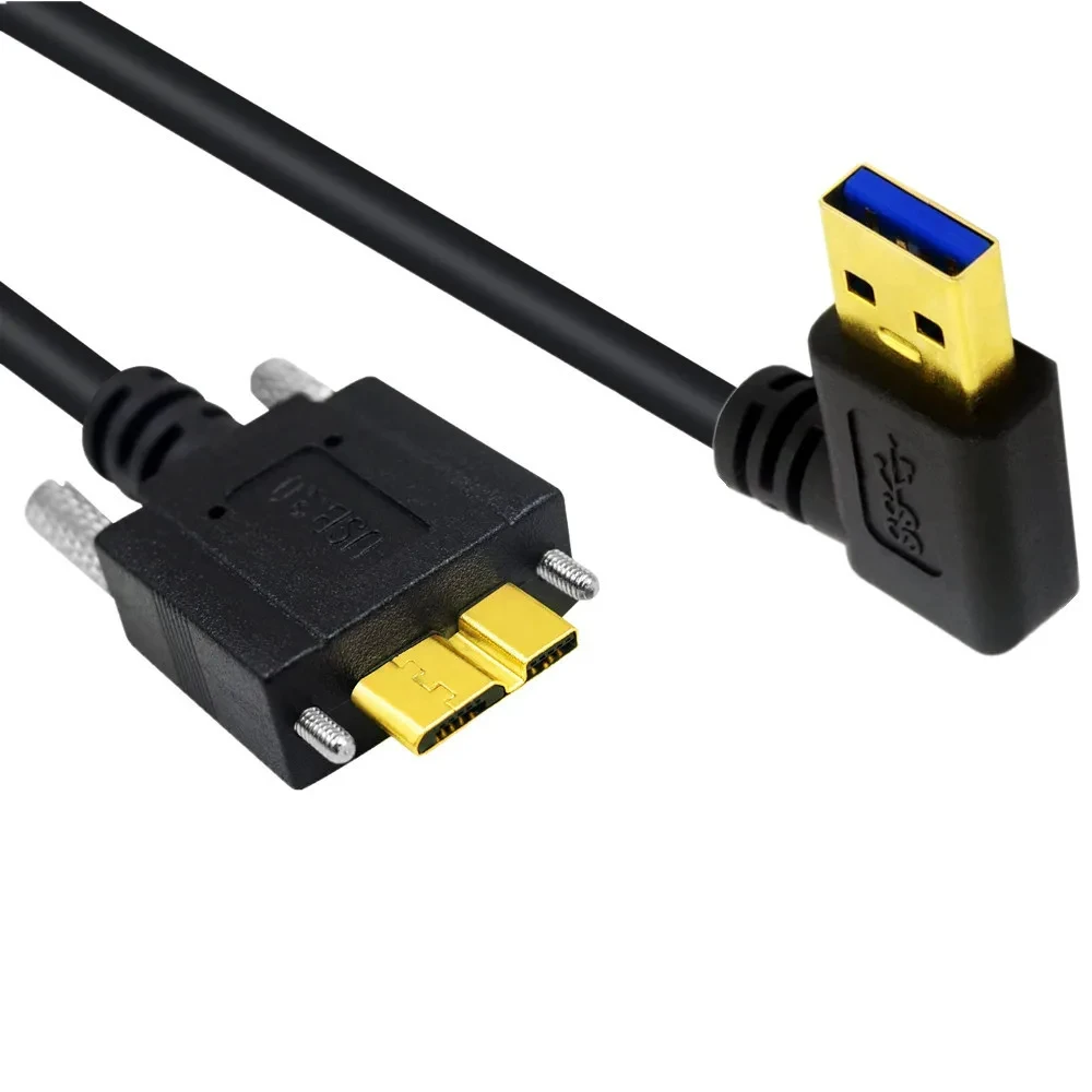 5M 3M USB 3.0 A maschio A cavo Micro B angolo 90 gradi maschio con viti di bloccaggio cavo di sincronizzazione dati cavo per disco rigido della fotocamera HDD