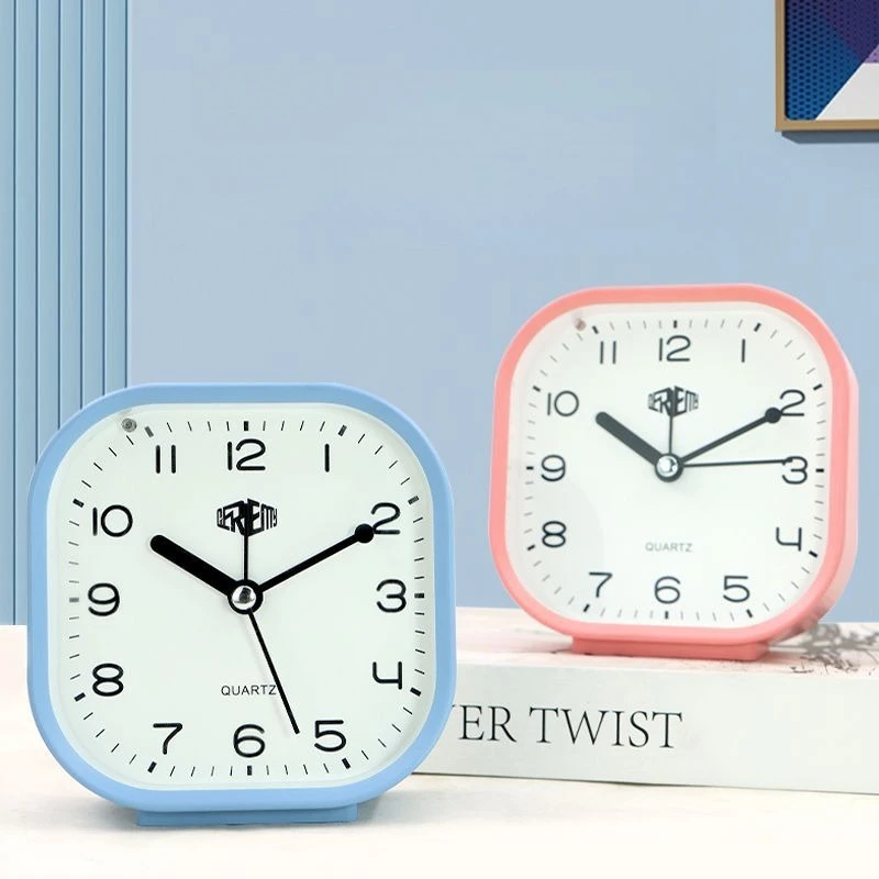 Small Simple Alarm Clock Silent Student Learning Clock Battery Operated Bedside Table Clock for Bedroom Office Table Decor