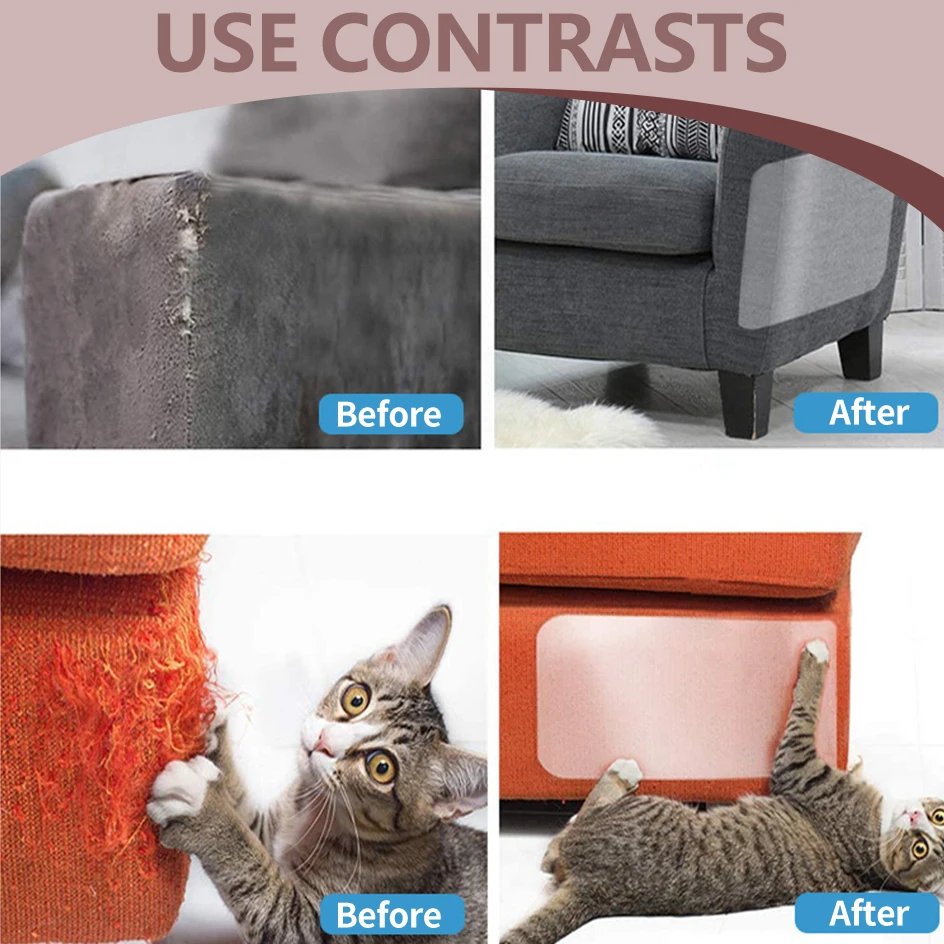 Cat Scrapers Cat Scratcher Sofa Tape Furniture Protection Scratching Post  Couch Guard Protector Cover Deterrent Pad for Cats