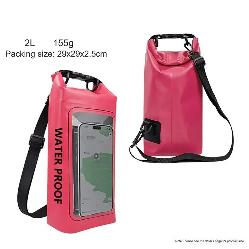 2L capacity PVC camping outdoor waterproof bag crossbody two-in-one mobile phone waterproof bag cycling swimming waterproof bag