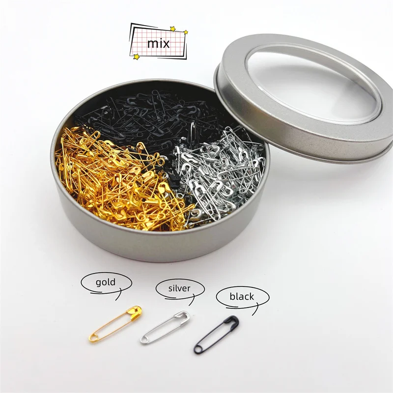 500 Pcs/Lot 19mm Mix Gold/Silver/Black Safety Pin For Tag Label Hang Tag Pin Fastener Craft DIY Garment Sewing Tools Needle Clip