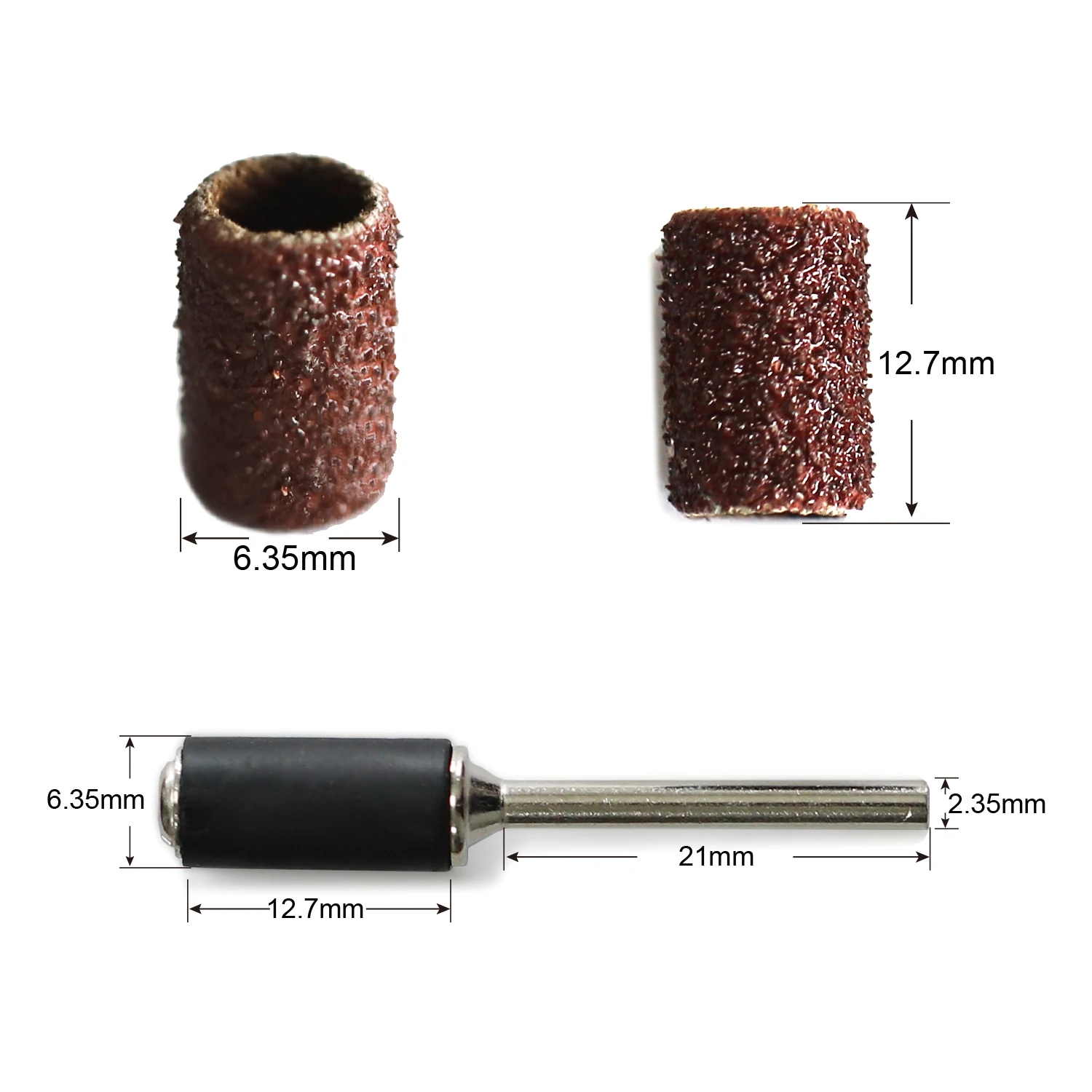 103PCS 80 Grit 6.35mm Sanding Band Drum Sanding Sandpaper Kit 2.35mm or 3.17mm Sand Mandrels For Dremel Rotary Tools Accessories