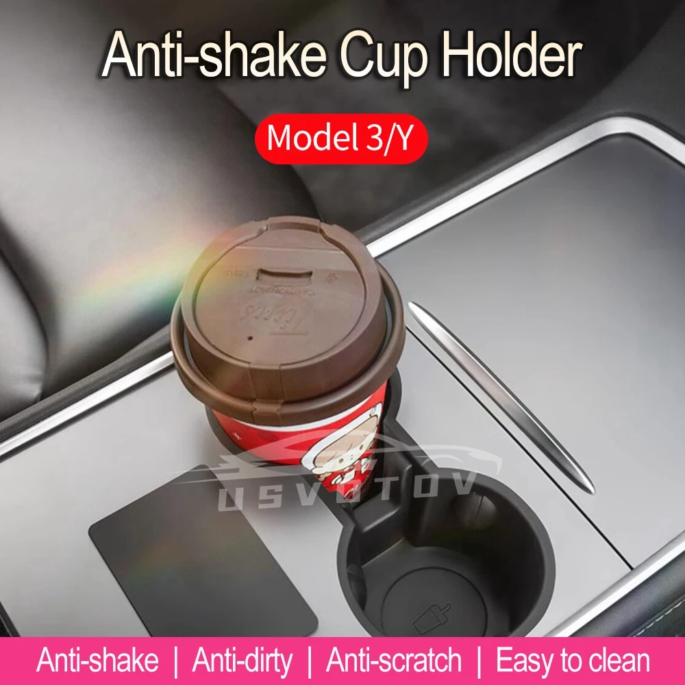 Cup Holder for Tesla Model 3 Y Highland Center Console Storage Box Armrest Organiser Non-slip Insert Phone Holder Accessories