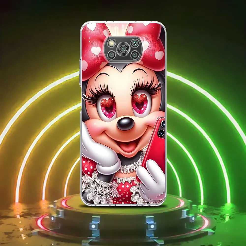 Minnie Mouse Phone Case for Xiaomi Poco X6 X5 F4 M5s X3 NFC F1 F5 M5 M3 M4 GT F3 F2 X4 Pro Soft TPU Transparent Cover Shell