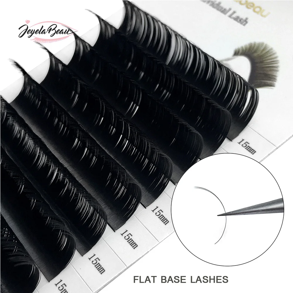 JB Jeyelabeau Flat Ellipse Lashes Super Soft Black Flat Eyelashes Extension Natural Individual Lashes 0.15 0.20 Faux Mink Lash