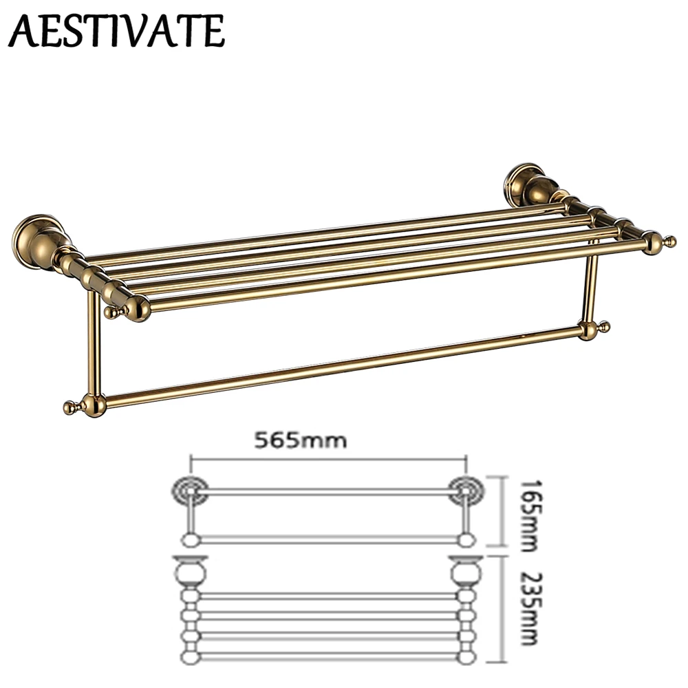 Antique Bronze Towel Rack Holder Bar Wall Mount Shelf Brass Shower Hanger Rail Bathroom Accessories Rose Gold Chrome