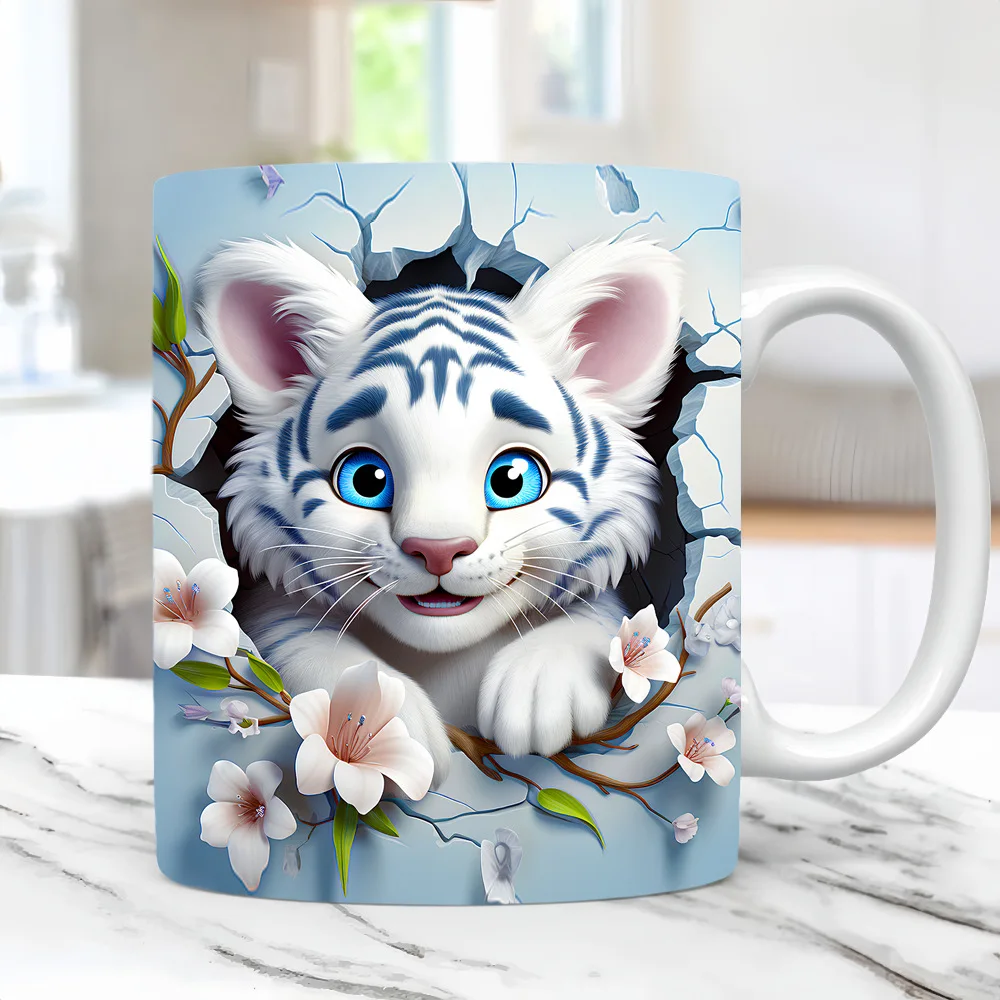 

Cute 3D Tiger Mug, Cat Animal High-value Coffee Mugs, Home Decor Bookshelf Cups, 12 Zodiac Milk Cup, Christmas Gift Tea Cup