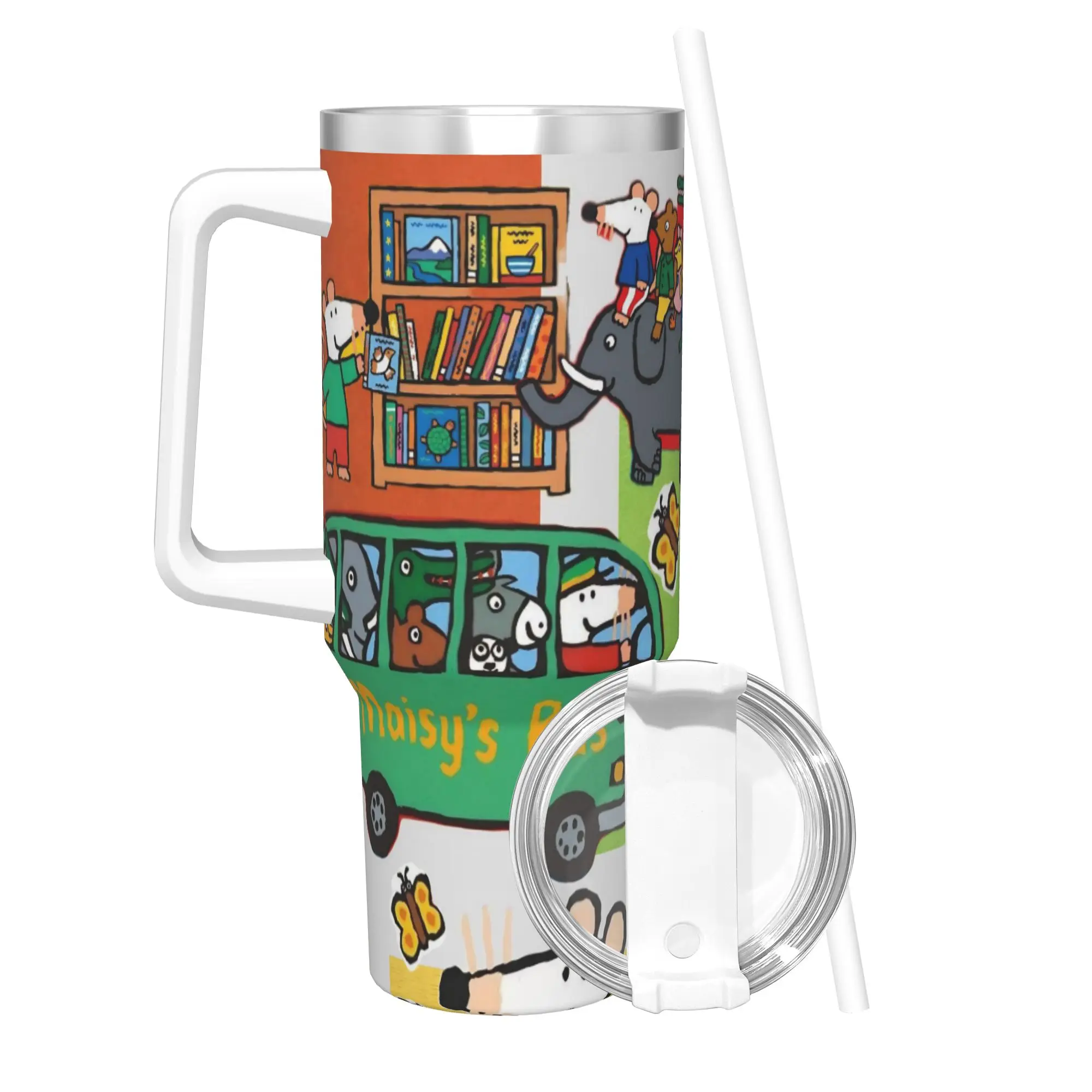 Maisy Mouse Tumbler With Straw  Stainless Steel Tumblers Mug Double Wall Vacuum Insulated for Cold Or Hot 40oz