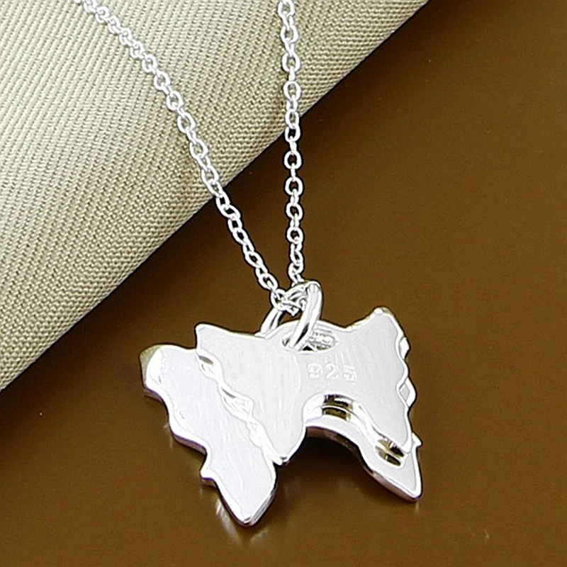 

925 Sterling Silver 18 Inch Chain Two Butterfly Pendant Necklace For Women Wedding Engagement Fashion Charm Jewelry