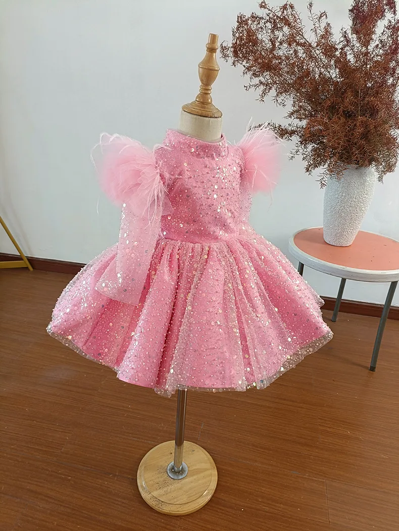 Mvozein Blumenmädchenkleider Puffy Mädchen Hochzeit Party Kleid Niedliches Baby Mädchen Kleid Pailletten Prinzessin Kleid Kind Kind Geburtstag Kleider