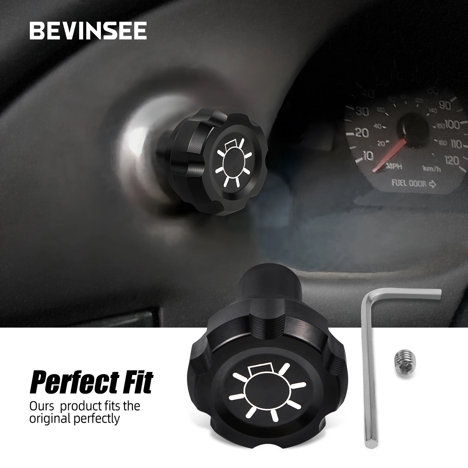 BEVINSEE Headlight Knob F5TZ11661A F5ZZ11661A for Ford Mustang 94-04 for Ford F150 F250 F350 92-97 for Ford Bronco 92-96