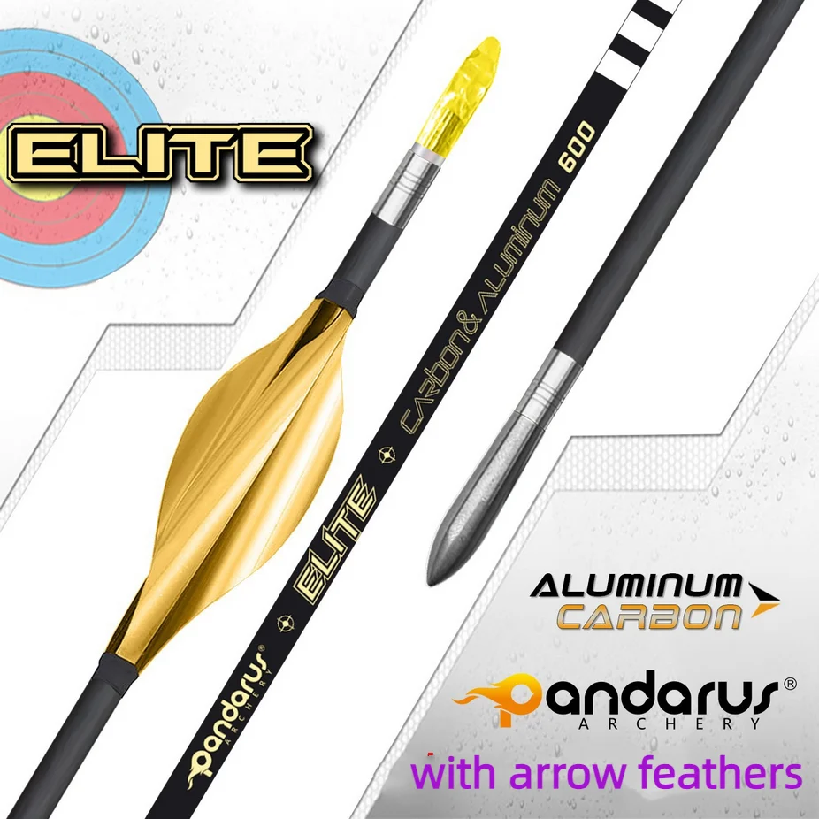 

12pc ID3.2mm X10 Carbon Aluminum Arrow -/+0.001" Straightness 350-1000Spine Carbon Fiber Over with arrow feather for Archery