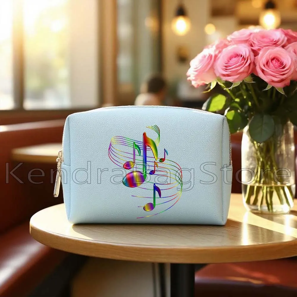 عشاق الموسيقى الهدايا الغيتار الملونة الأزهار ثلاثة أضعاف المفتاح الموسيقي الموسيقى ملاحظات بولي Blue حقيبة مستحضرات التجميل المرأة حقيبة مستحضرات تجميل حقيبة تخزين مقاومة للماء