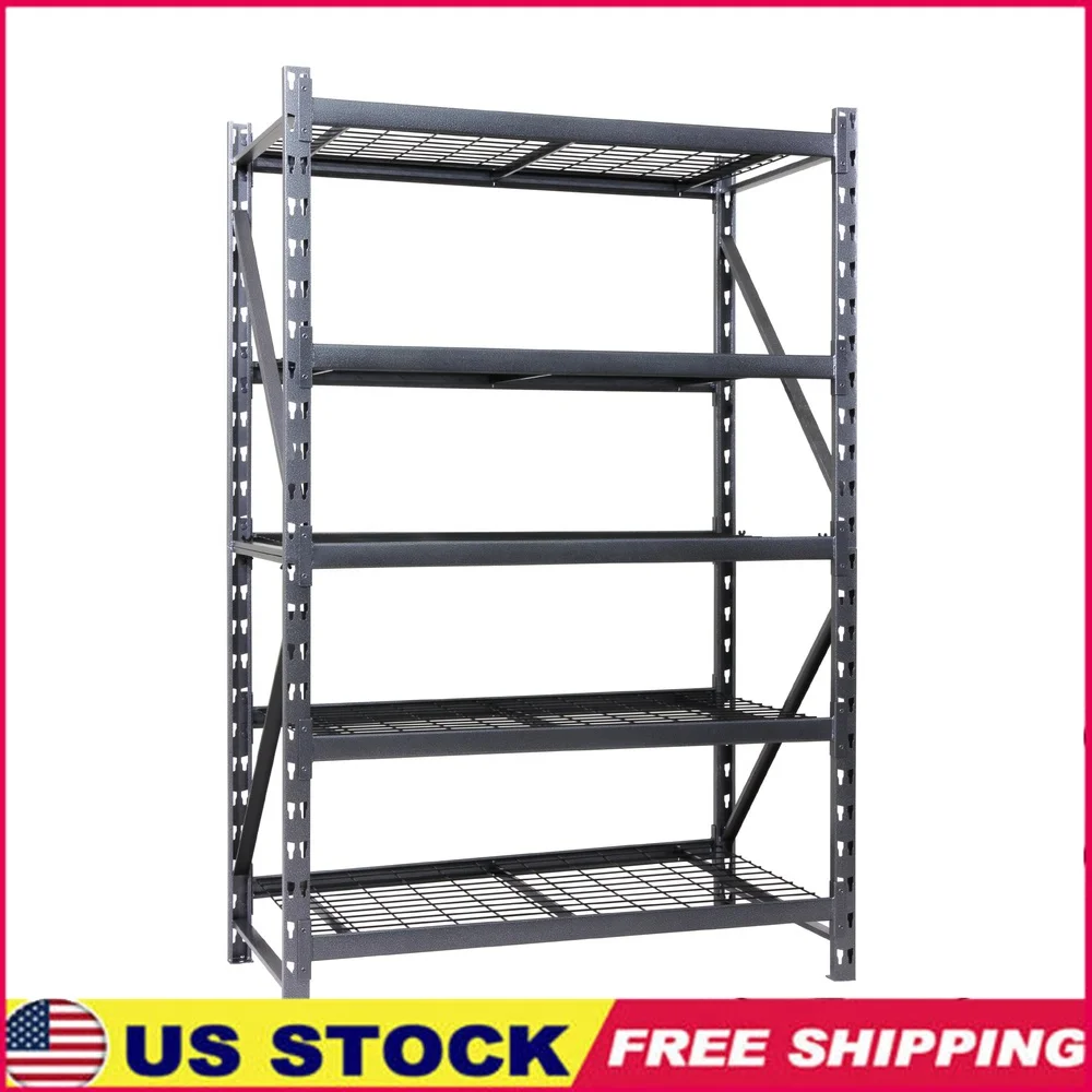 

Сверхмощная металлическая стойка с 5 полками, регулируемая проволочная настилка, емкость 1000 фунтов, простая сборка, решение для хранения в гараже