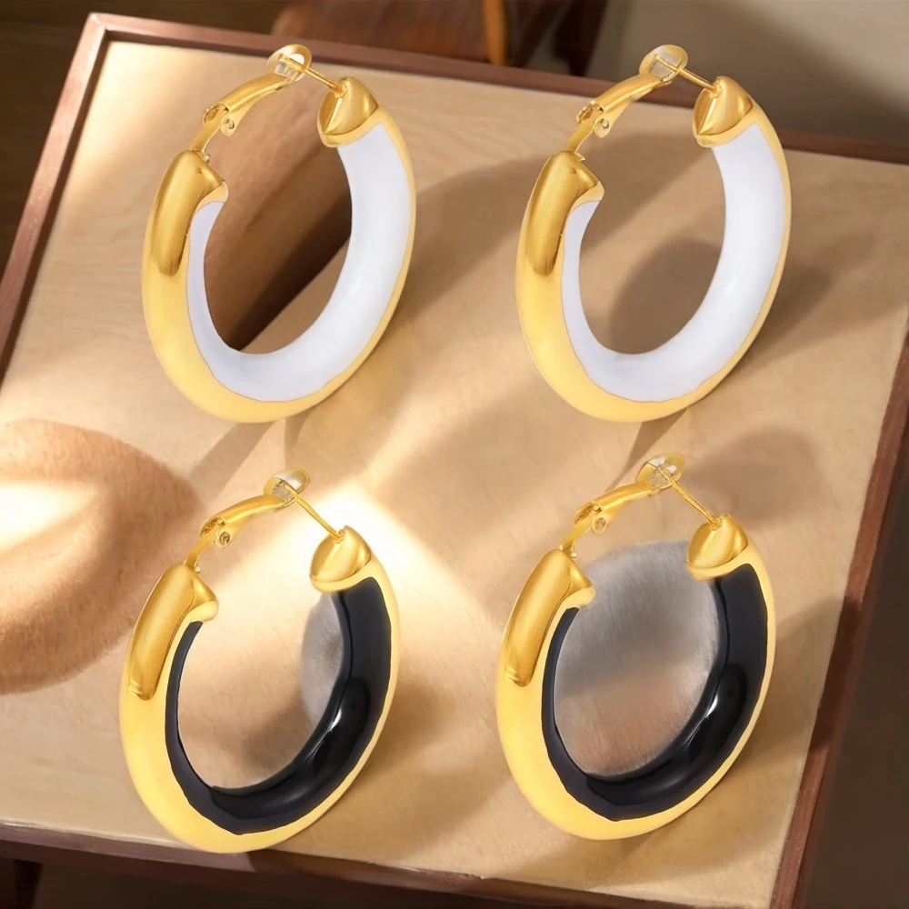 

Women's Earrings INS Style Circle Drip Oil Stainless Steel Fashion Versatile Jewelry Accessories
