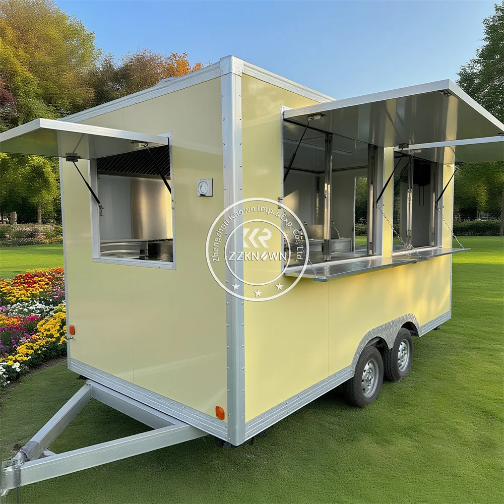 

Custom Mobile Ice Cream Cart Fast Food Trailer Fully Equipped Mobile Concession Food Truck Trailer With Full Kitchen