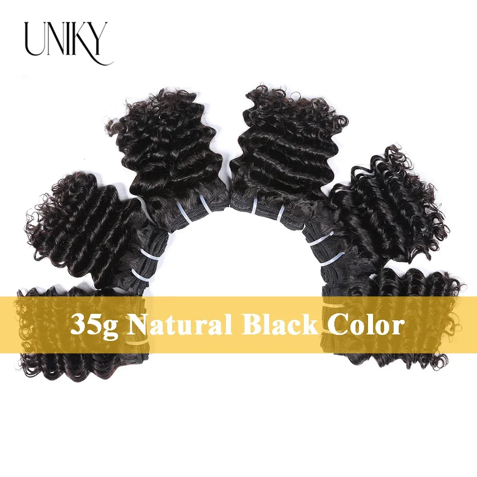 Uniky Deep Wave Hair Bundles Short Deep Curly Hair 3 Bundles Remy Human Hair Extensions Natural Black Brazilian Cheap Bundles