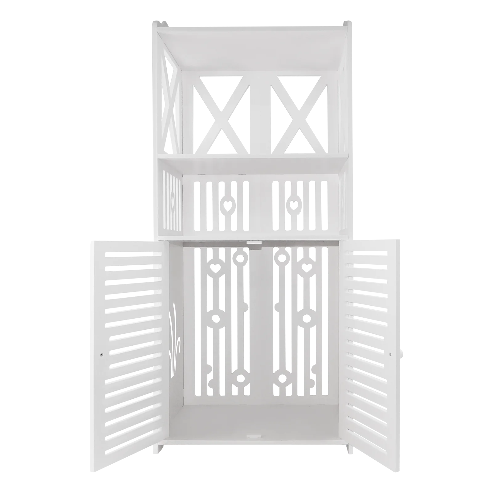 Bathroom Floor Cabinet,Waterproof FreeStanding Bathroom Storage Unit with Daily Use Layer and Cupboard Double Door,3-Tiers PVC
