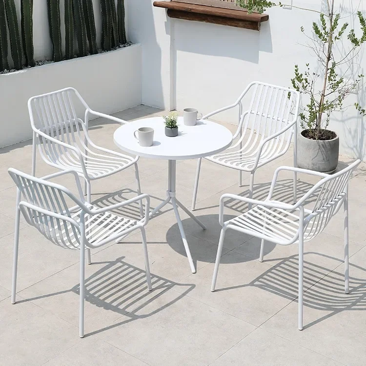 طاولة مستديرة صغيرة مقاومة للماء وواقية من الشمس لحديقة الفيلا #4