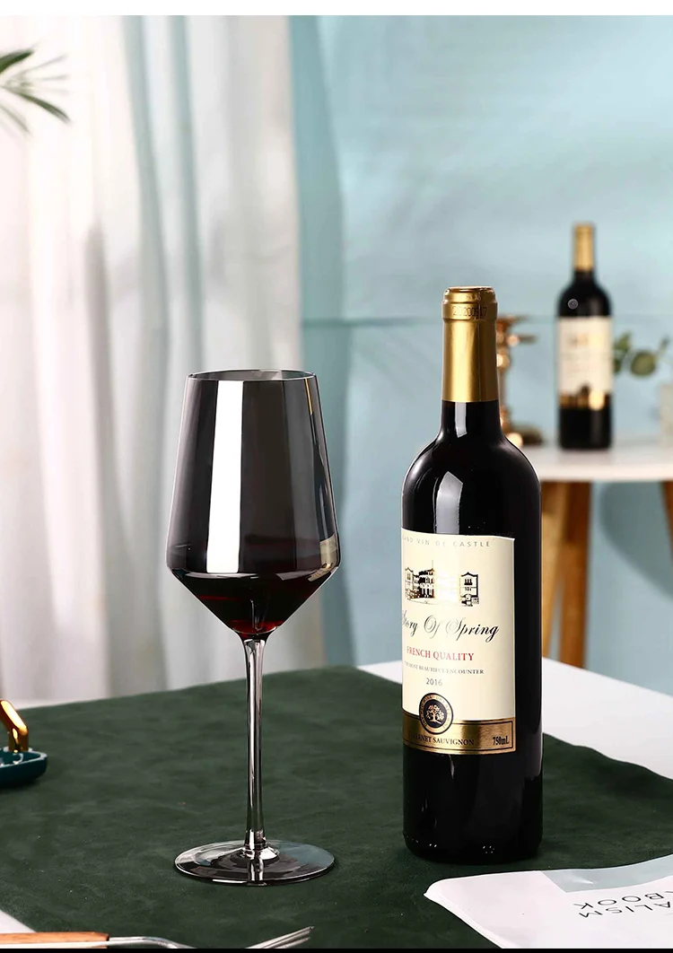 European Crystal Glass Red Wine Glass Galvanized Black Goblet Wine Glass Smoke Grey Banquet Champagne Glass Bar Barware